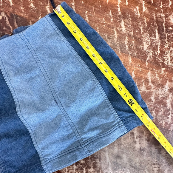 Free People Patchwork Denim Mini Skirt Y2K Size 0 Zip Back Two Tone Jean - Picture 7 of 7